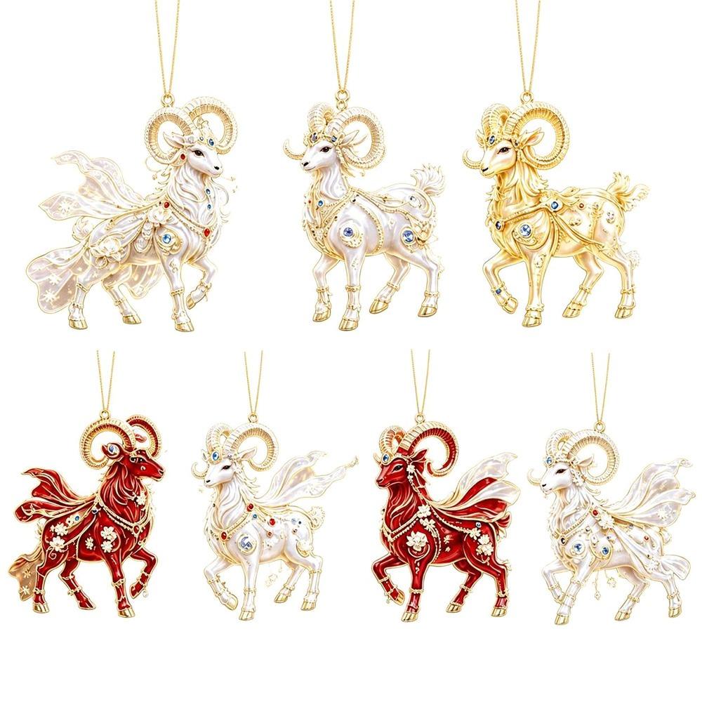 Acrylic Goat Pendant Shining Animal Hanging Decoration Zodiac Goat Souvenir  Holiday Party Decor