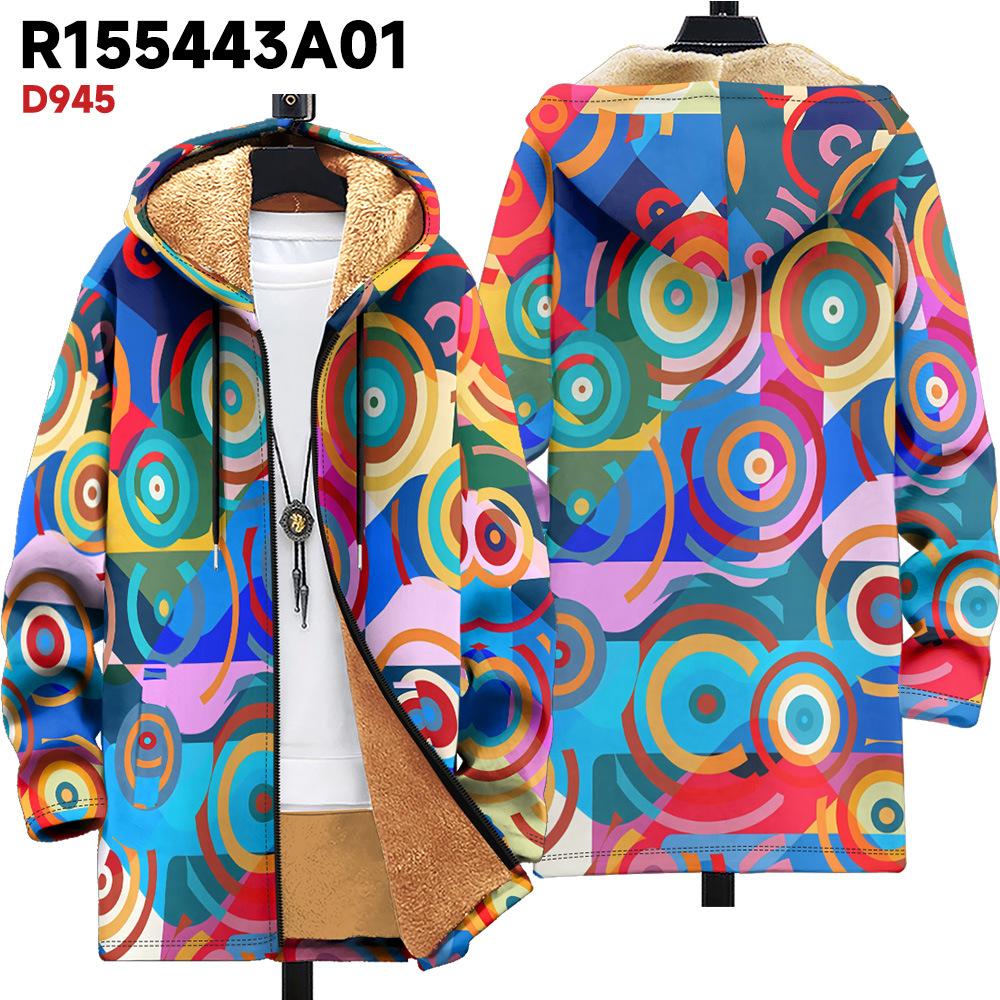 

Новая куртка многоцветные элементы узора B1 кардиган на молнии с капюшоном утолщенный зимний флис трендовая стеганая одежда 4XL