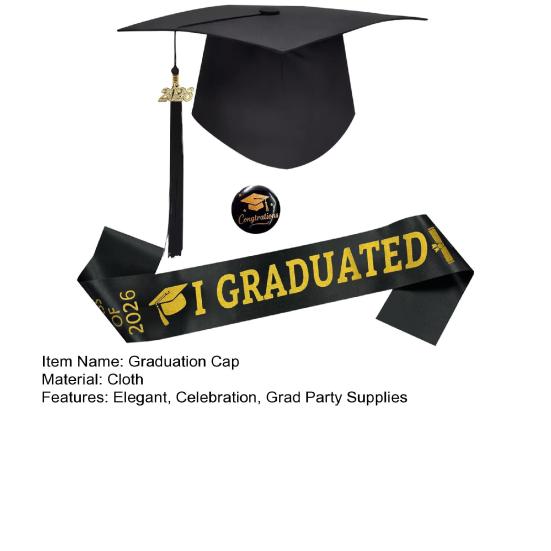 Class of 2026 Graduation Cap Sash Badge Set I Graduated Satin Stole