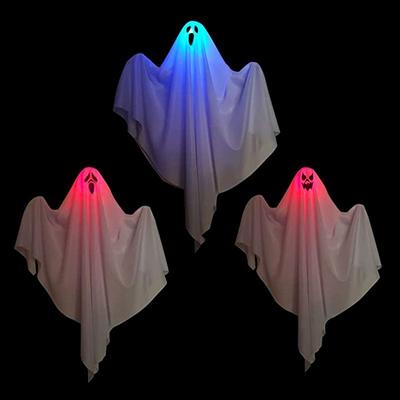2025 Halloween Glowing White Ghost Hanging Ghost Horror Decoration Door Hanging Ghost House Escape Scene Set Props