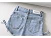 Europees-Amerikaans Pittig Meisje Zomer Uitgesneden Knoop-Up Denim Shorts - Slim Fit, Heup-Omhelzende Hotpants voor Vrouwen