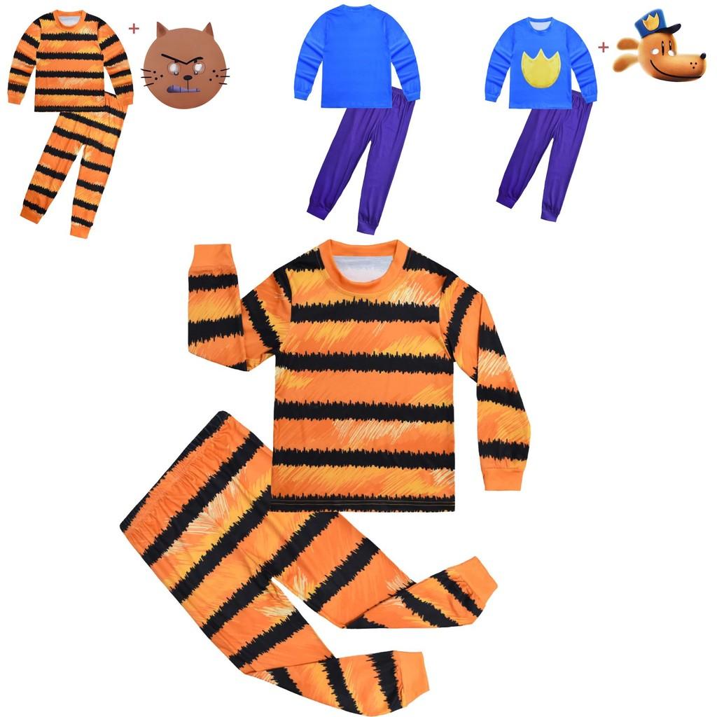 Dog Man Petey The Cat Kids Long Sleeve Pajama Set With Soft Fabric For Spring Children