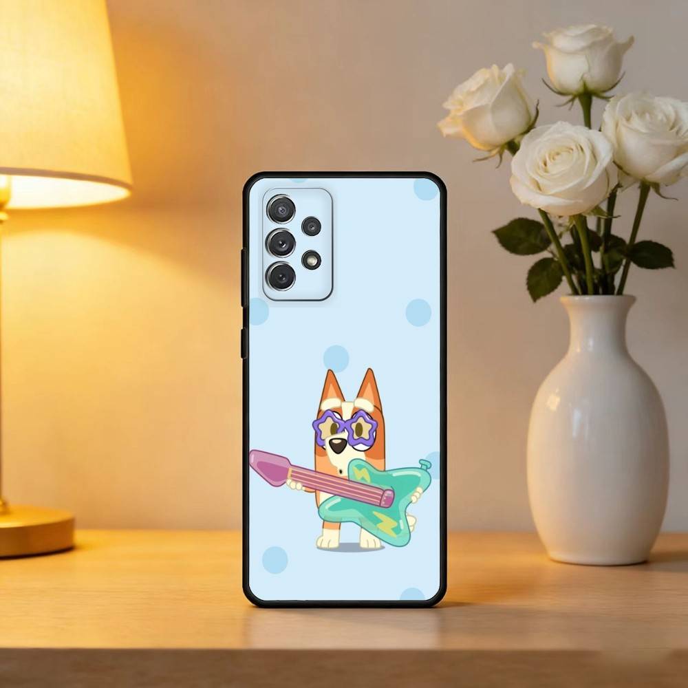 Cartoon B-Bingo DOG Phone Case For Samsung Galaxy A73,A72,A71,A70,A53,A52,A51,Soft Silicone Black Cover