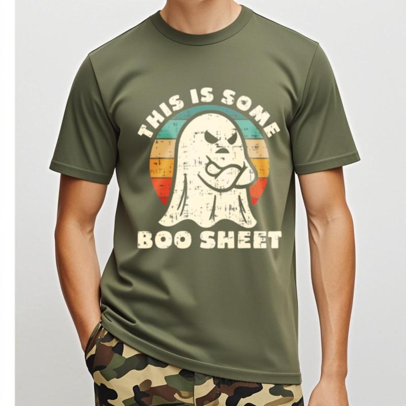 Atmungsaktives T-Shirt Reisen Für ihn Rundhals-T-Shirt Große Größe Das Ist Ein Geister-Design Retro Herren-T-Shirt Wesentliches T-Shirt