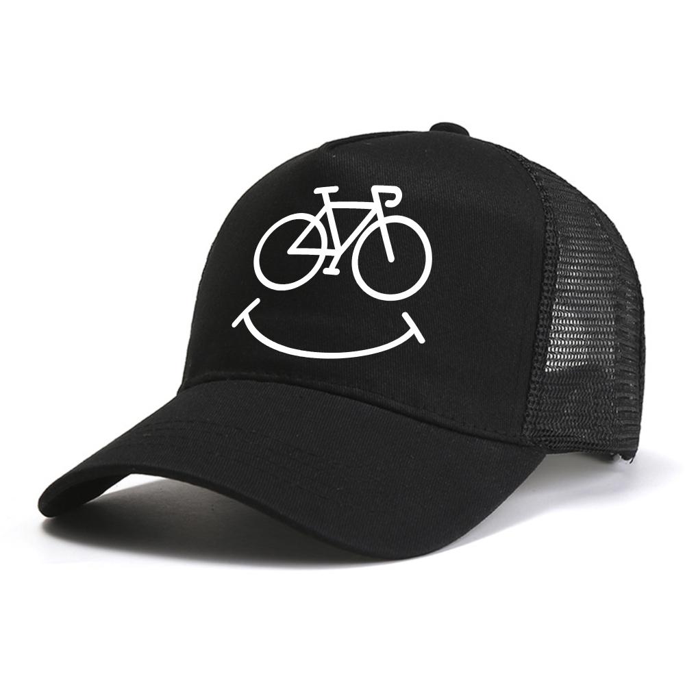 Bike Smile Print Baseball Cap Casual Summer For Unisex Women Streetwear Snapback Hat Fashion Adjustable Mesh Trucker Hats