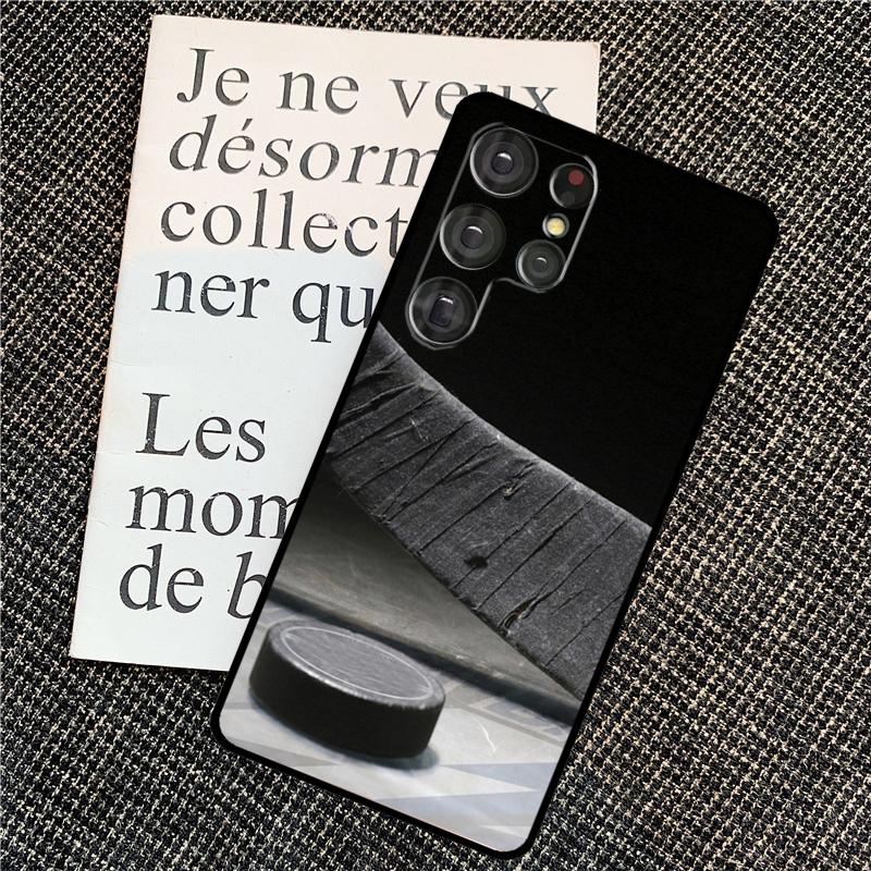 Hockey Stick and Puck Case For Samsung Galaxy S21 S22 S23 S24 Ultra Note 20 Note 10 S8 S9 S10 Plus S20 FE Cover