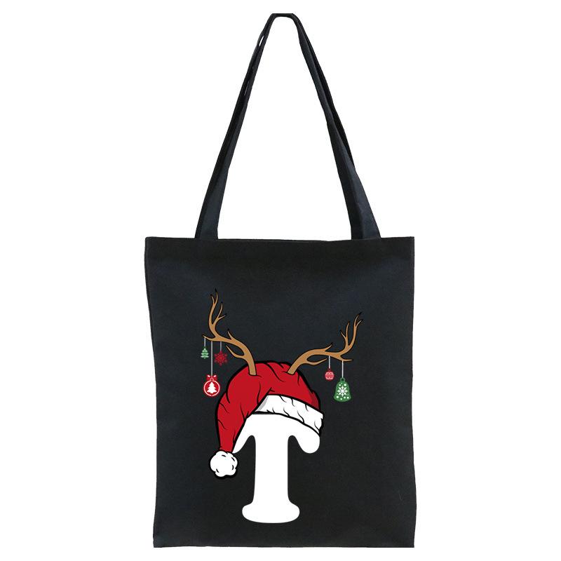 Christmas 26 English Letter Printing Tote Bag Shoulder Bag Women's New Large Capacity Go Out Portable