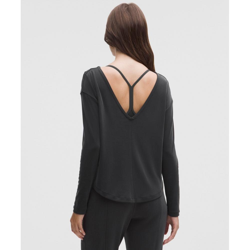 Lululemon Drapey Softstreme Boatneck Long Sleeve Shirt Black