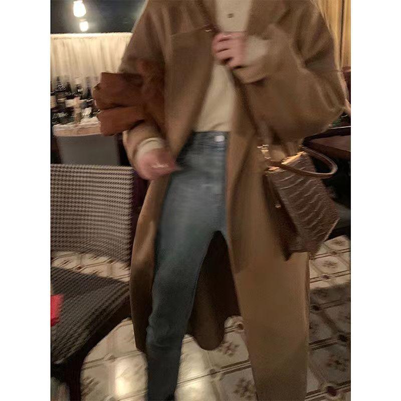 Women's Mid‑Length Wool‑Blend Coat,2026 Autumn‑Winter Korean Fashion Double‑Breasted Chic Outerwear