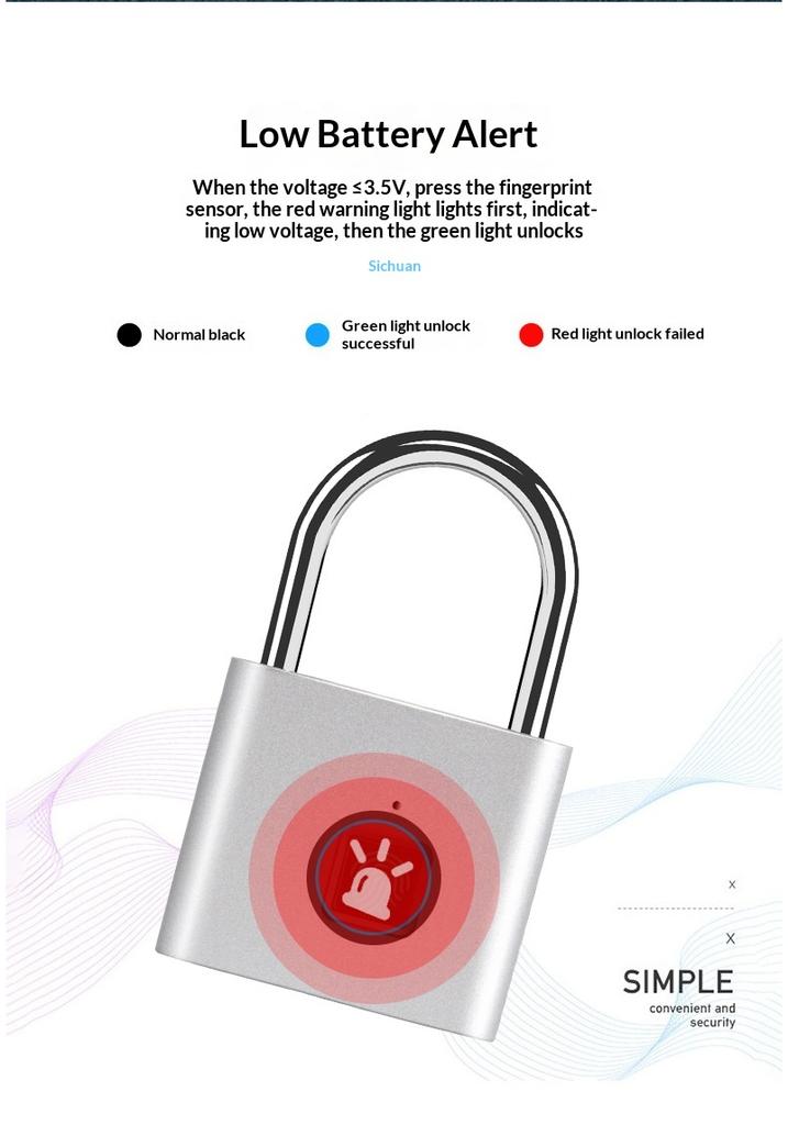 1.1s Fast Fingerprint Padlock Smart Lock with 11 User Capacity Zinc Alloy Lock for Gym School Outdoor