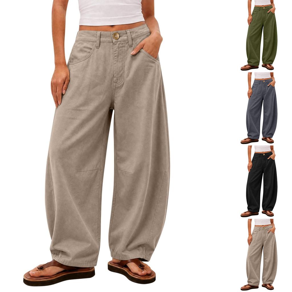 Women's Wide Leg Pants Loose Fit Linen Cotton Casual for Everyday Wear