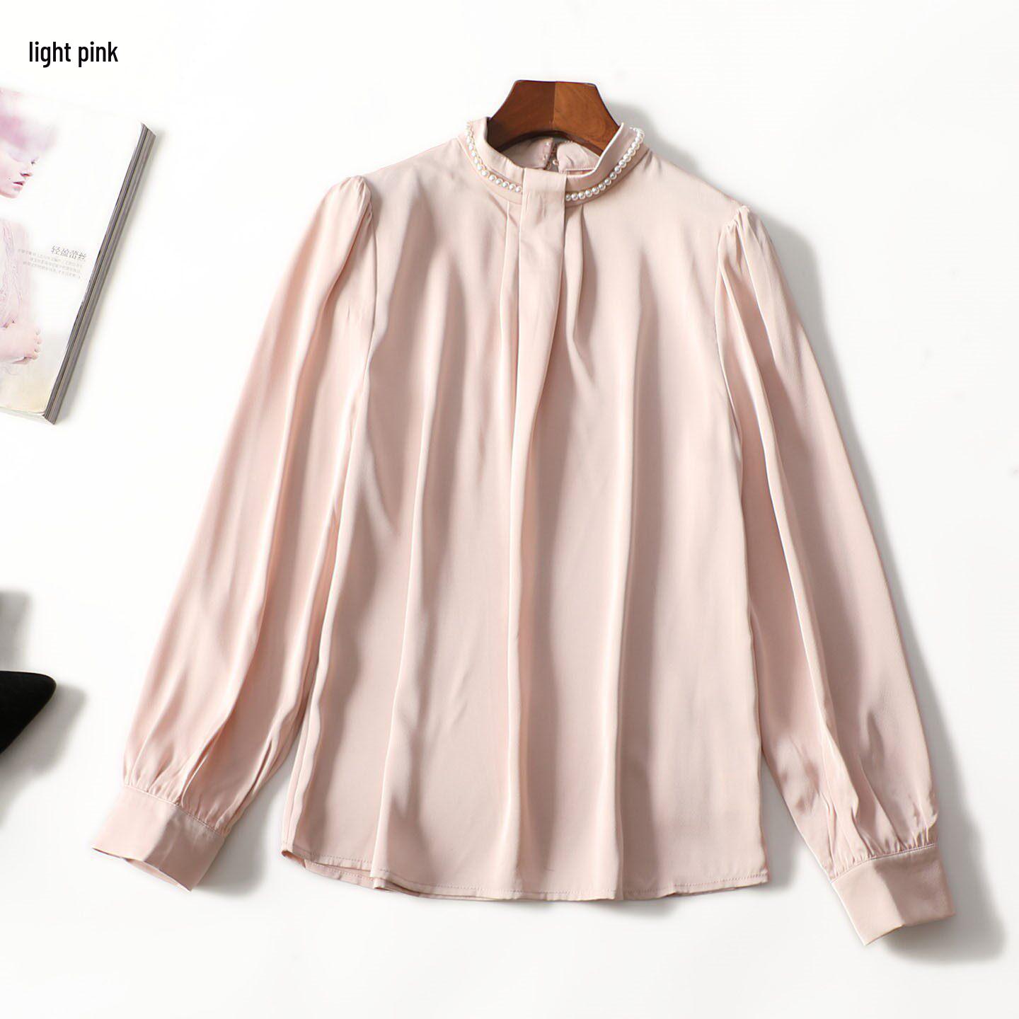 248151 Spring Long Sleeve Mid-Length Women s Shirt Clearance 2XL светло-розовый