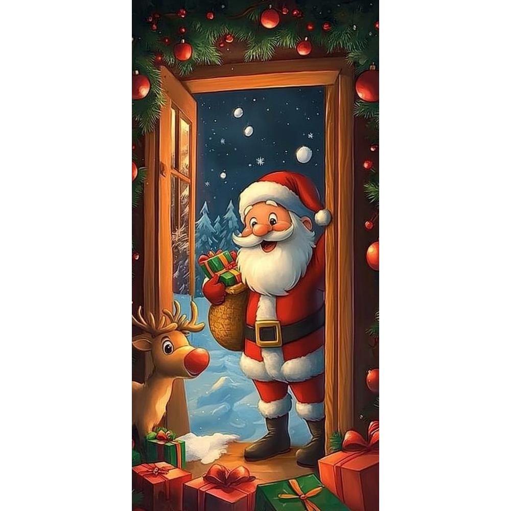 Cartoon Santa Claus Door Cover Christmas Outdoor Decoration Home Door Lining 2024 Xmas Ornament 2025 New Year Party Home Banner
