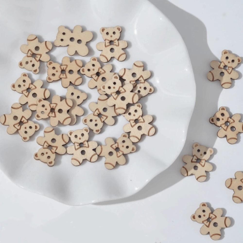 20 Pcs Bear Cat Shape Buttons Wooden Sewing Buttons Creative Projects Fish Buttons Clothing Sewing