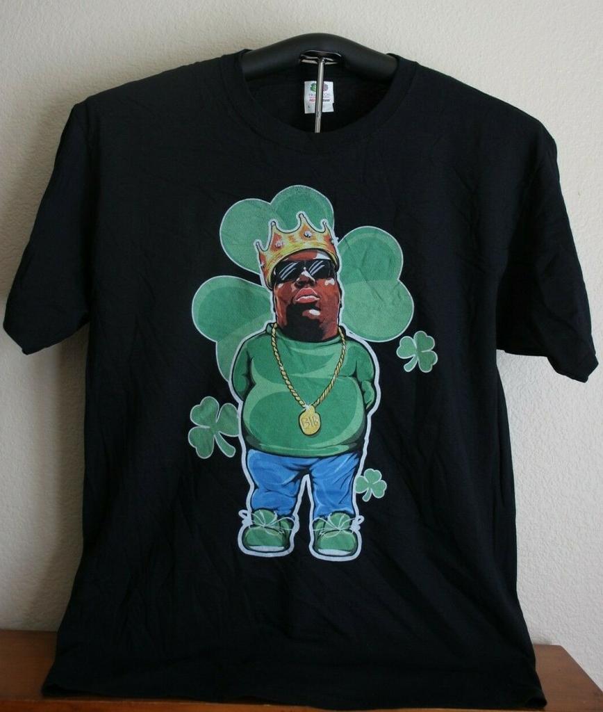 Lucky Clover- Notorious BIG Fan- St. Patrick T-Shirt, Large in Black