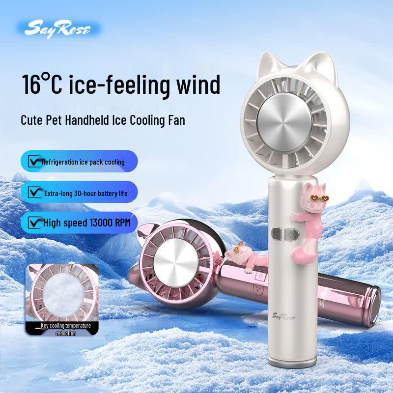 SayRose Portable Mini Handheld Cooling Fan with Ice Compress