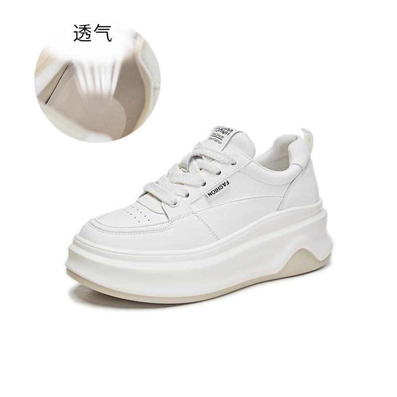 

Leather white shoes women s 2025 spring new height-increasing versatile shoes children s casual thick baseplate shoes women s sports women s shoes 35 бежевый