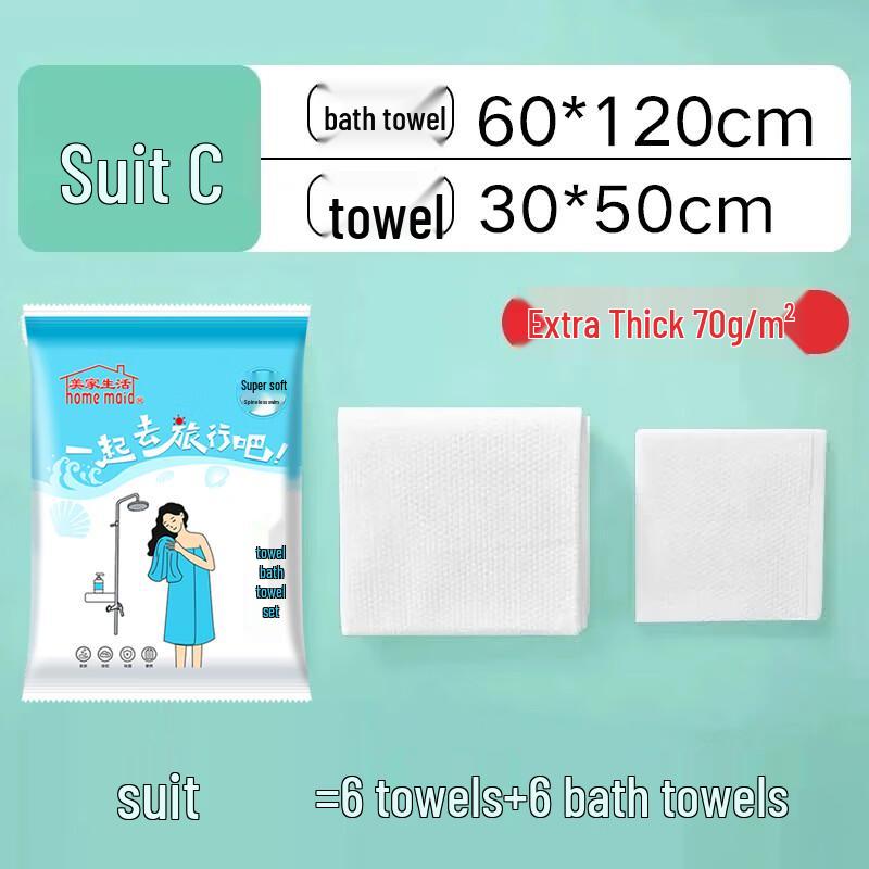 Disposable Antibacterial Travel Bath & Hand Towel Set (6+6 Pack)