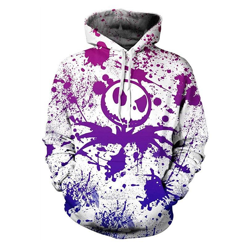 Halloween Movie Christmas Night Skull Jack Hooded Sweater Men's Digital Printing Personality Hoodie Women