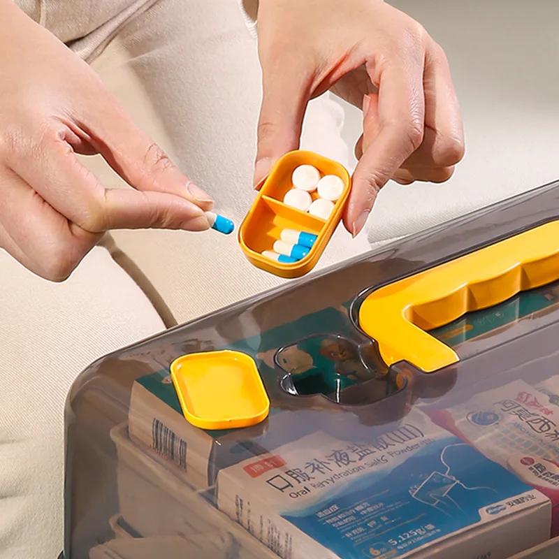 Super Large Capacity Pill Cases Organizer First Aid Kit Family Multilayer Box For Home Handle Medicine Storage Plastic Container