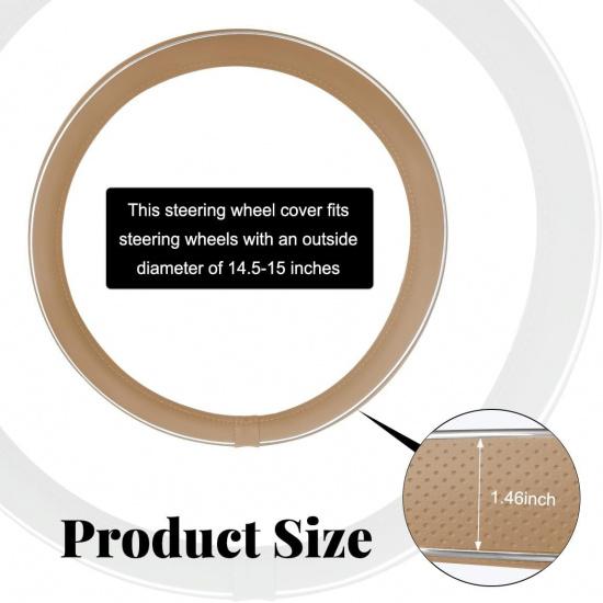 Steering Wheel Cover, Breathable Anti-Slip Car Steering Wheel Protector-Beige