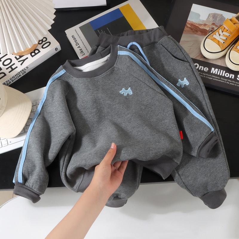 

2 шт./комплект Дитячі комплекти зі світшотами Дитячий одяг з довгим рукавом Костюми для хлопчиків та дівчаток Повсякденний світшот + штани Весна Осінь Підлітковий спортивний костюм 90 темно-сірий колір