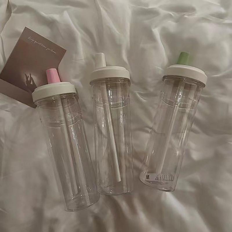 Taza de Agua Ligera de Plástico con Pajita Duradera Antiderrames para Picnic Deportes Camping