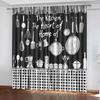 2pcs Kitchen Utensils Print Curtain   Polyester Fabric   Kitchen Window Decor   Home Decor   Rod Pocket Curtain
