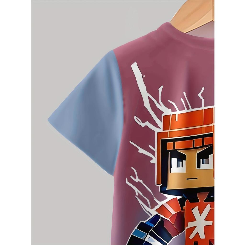 Set da ragazzo di pullover casual alla moda con stampa 3D, pantaloncini a maniche corte, maglietta sportiva T, pantaloncini T-shirt da esterno per ragazzi