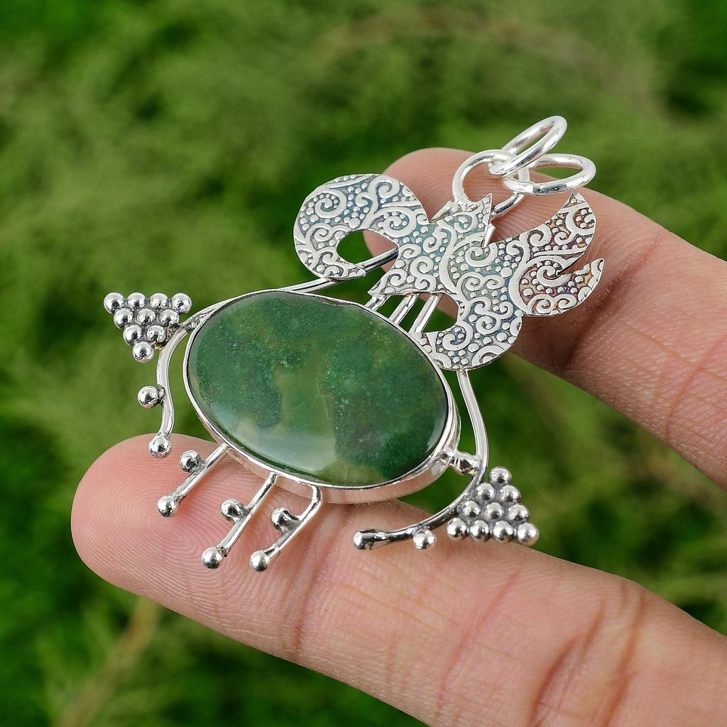 Daughters Day Deal 925 Silver Green Aventurine Gemstone Bezel Pendant Jewelry