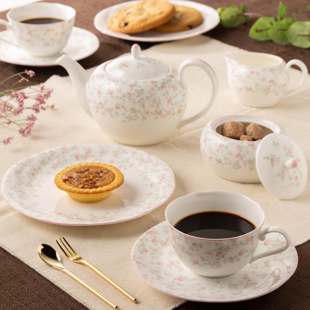 Noritake Tasse Untertasse 220cc Cutie Rose Mikrowellen Knochen Set von & (Paar Set) (Kaffee Tee) Design, Sicher, China, 2, P59387A/9940
