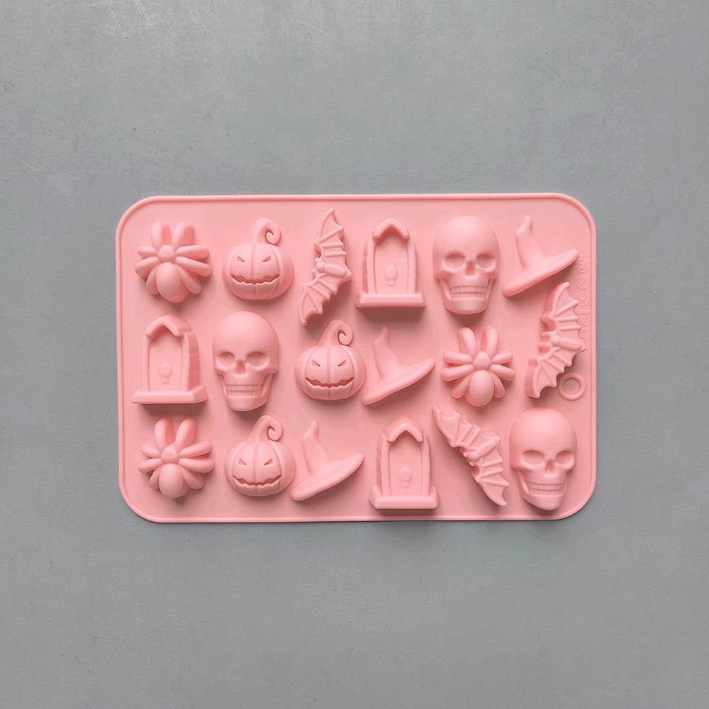 1/3 Stück 18 Mulden Halloween Silikonformen Geist Kürbis Fledermaus Schädel Hexenhut für DIY Halloween Schokolade Süßigkeiten Backform