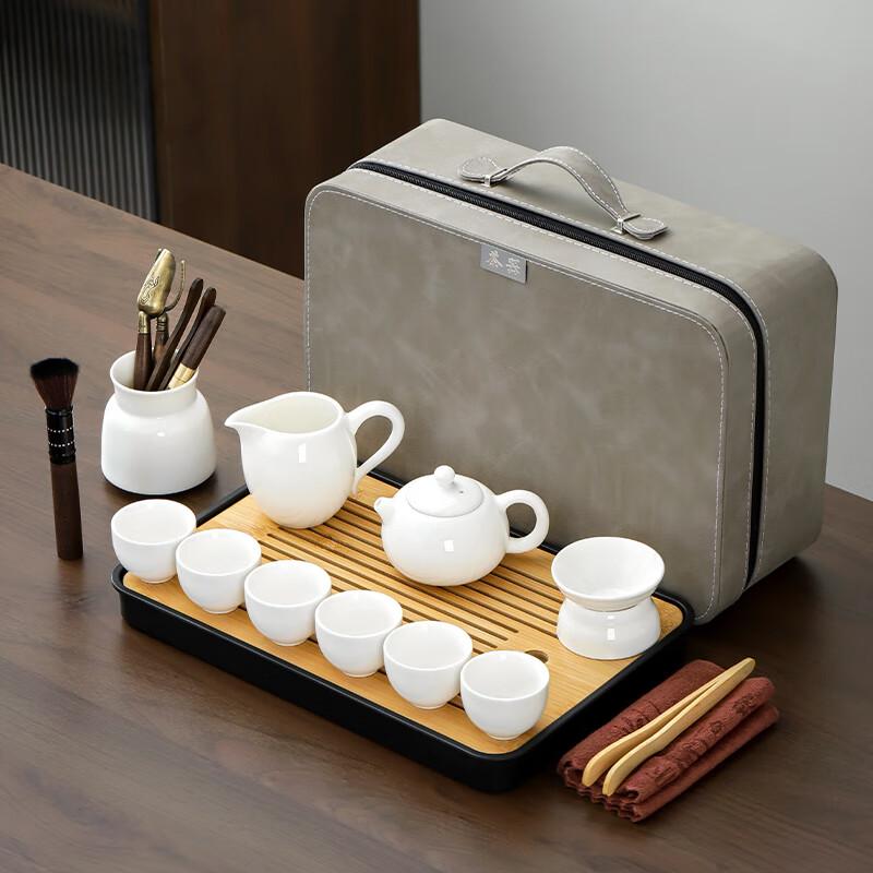 Lanuo Sheep Fat Jade Porcelain Xishi Teapot Tea Set