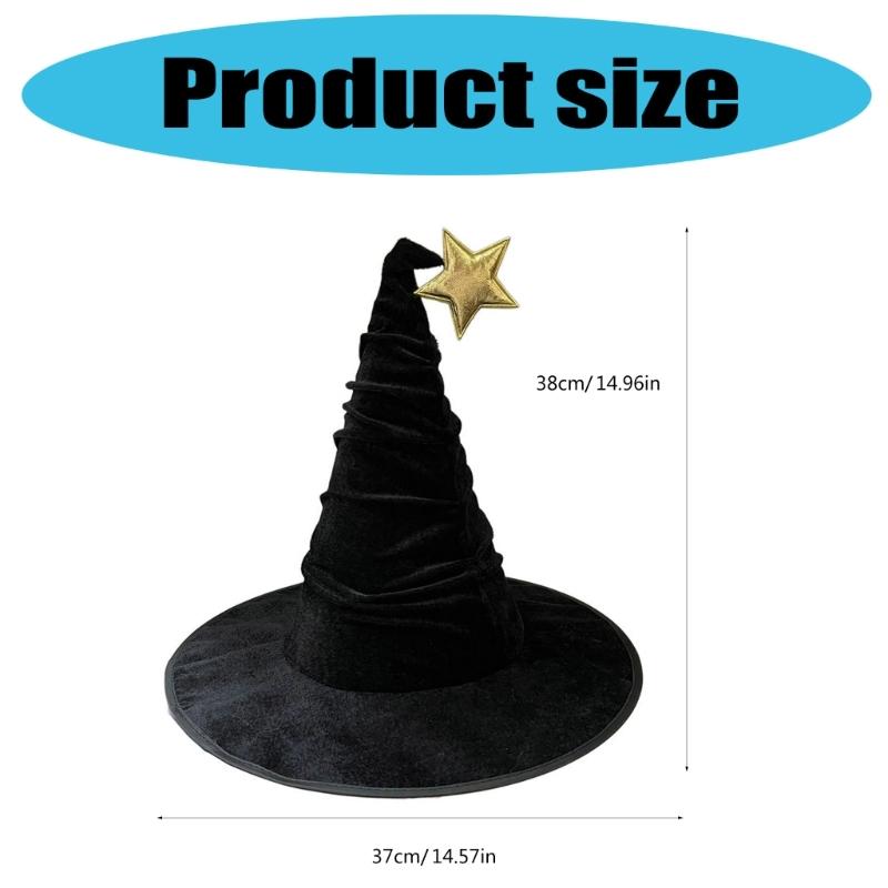 Halloween Wizard Hat Star Witch Hat Witch Caps Wizard Costume Accessories for Masquerade Party Decor Cosplay Props