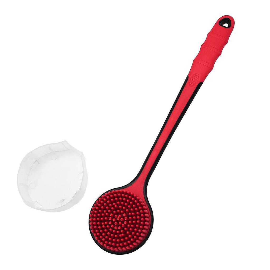 Dual-Sided Long Handle Bath Brush - Soft Bristle Back Scrubber