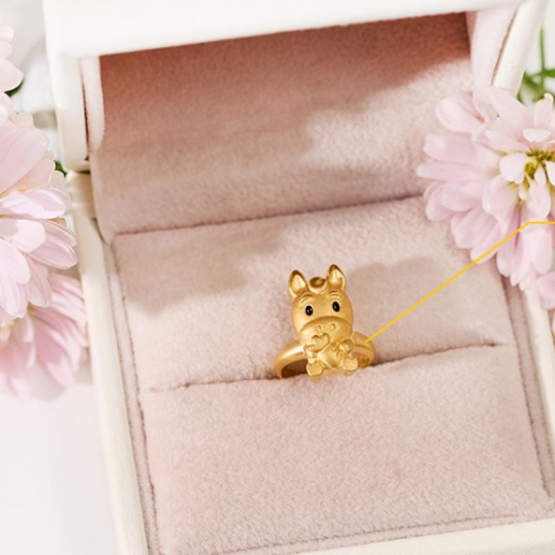 Porti 24k Gold 1g Carrot Horse Year Stone Ring