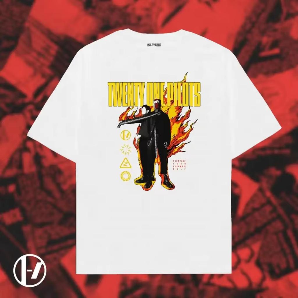 T-shirt con Stampa Grafica Band Twenty One Pilots da Uomo e Donna Manica Corta Oversize Y2k Top Hip Hop Streetwear Maglietta Oversize