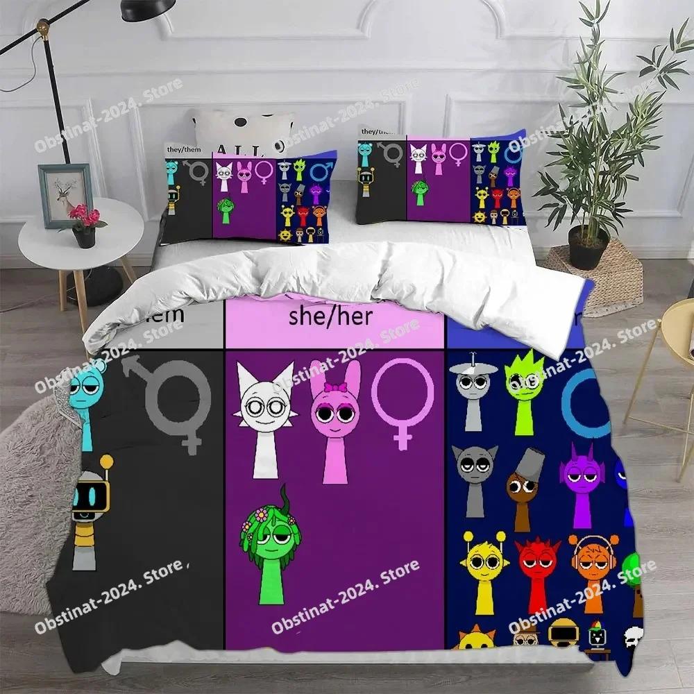 New 3d Print Game Sprunki Bedding Set Printed Bed Set With Pillowcase Bed Duvet Cover Soft Single Double Queen Super King Size