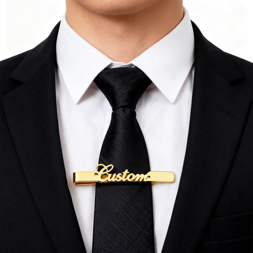 Сделай сам Французский мужской зажим для галстука Нержавеющая сталь Полированный Именной зажим для галстука Подарок