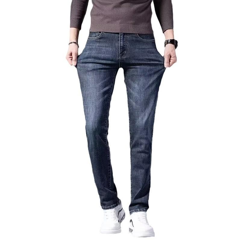 Spring and autumn jeans men's new straight loose men's pants elastic high-end business middle-aged men's casual long pants