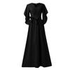 Women's Casual Color Irregular Flared Sleeves Loose V Neck Long Dress