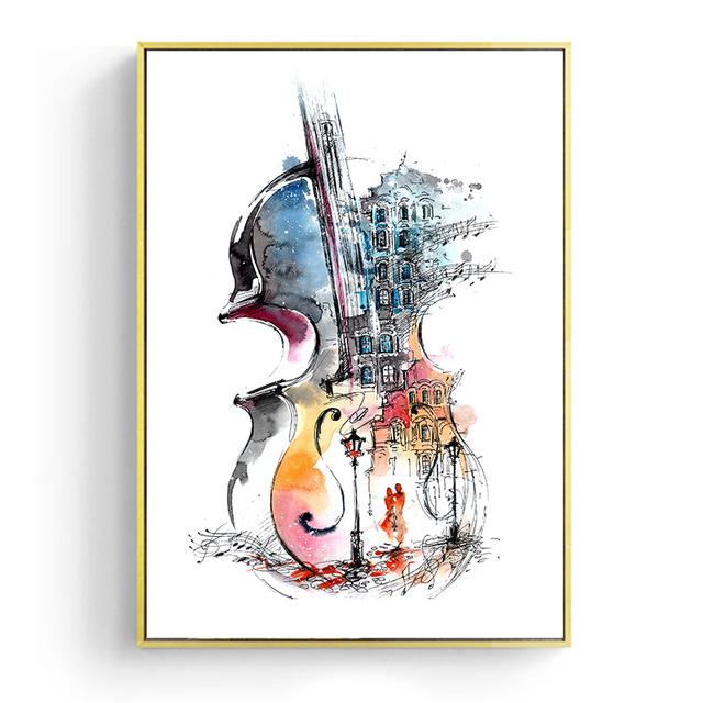 Street Art Canvas Painting Graffiti Piano Guitar Singing Woman Posters for Living Room Frameless Prints Wall Decor Picture No Frame