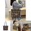 Stylish High-quality Tote Bag For Women In Trendy Plaid Design With Cartoon Dog Print