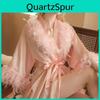 Ladies Bridesmaid Robe For Morning Bathrobe With Feather Nightgown For Wedding Makeup Bridesmaid Group Kimono Bride Robes