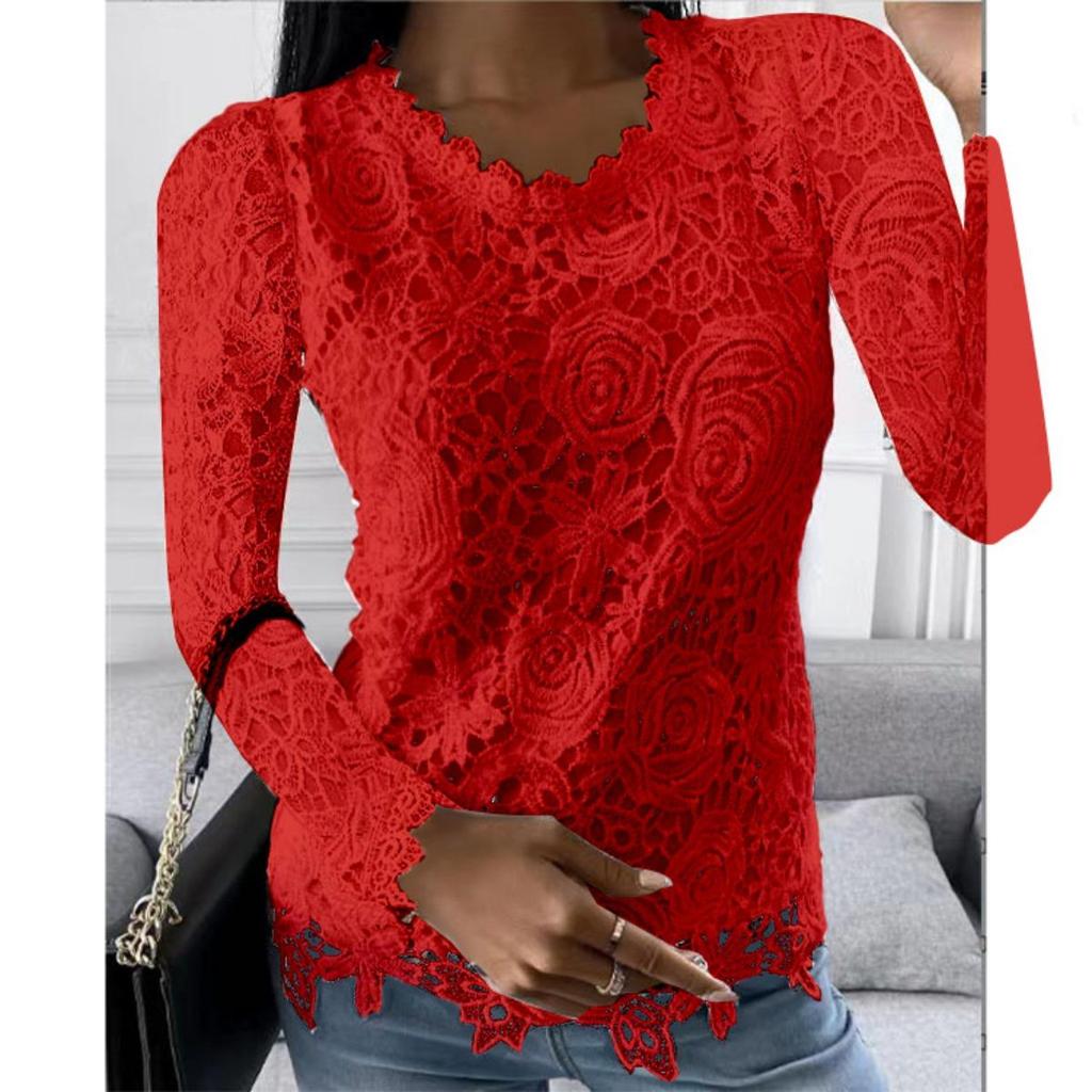 New Women's Long Sleeve Lace Top, Hot Popular Item for Fall Winter in America and Europe