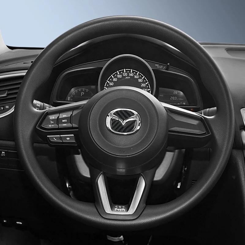 2025 Hot Car Steering Wheel Stickers Carbon Fiber Decals Auto Accessories For Mazda 2 3 6 5 Atenza CX3 CX5 MX5 CX7 Axela CX30 CX