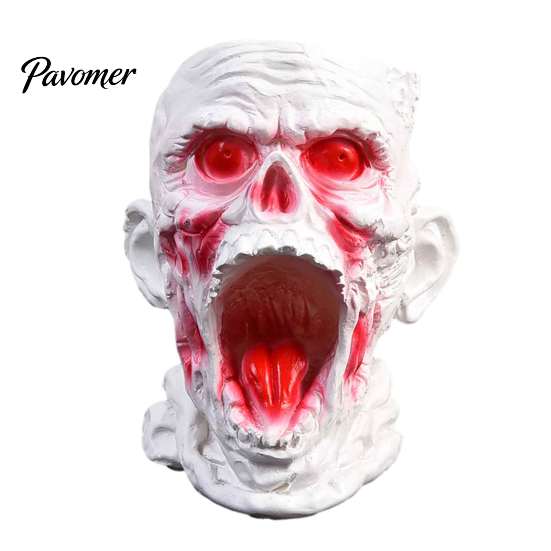Creative Pencil Storage Gothic Skull Pen Holder, Realistic Zombie Head Makeup Brush Organizer, Large Capacity Desktop Resin Desk Organizer Container,