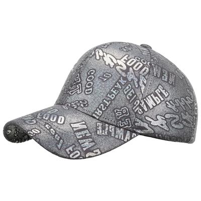 Cap with English CA648 [White Fang] Letters, Hat, Sports, Running, Outdoor, Men's, Women's, (Silver)