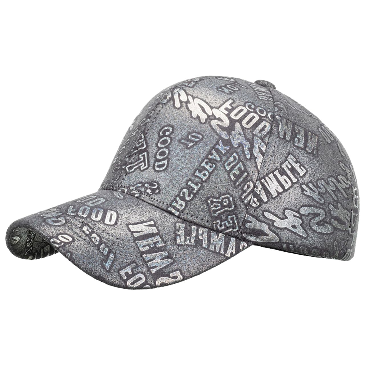 

Cap with English CA648 [White Fang] Letters, Hat, Sports, Running, Outdoor, Men s, Women s, (Silver)