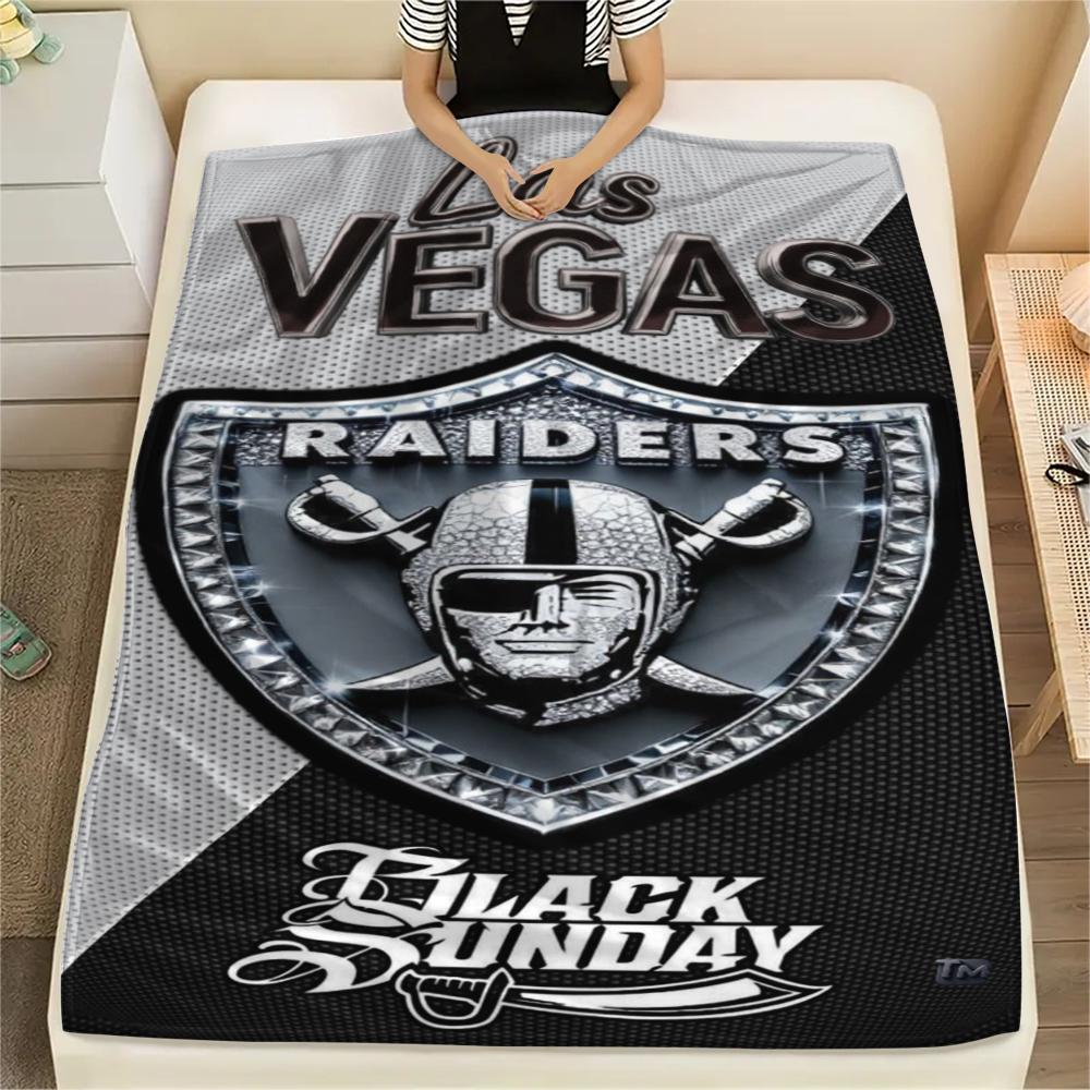 Las Vegas Raiders Print Flannel Blanket, High quality Comfortable for All Seasons, Home Decor, Warmth and Comfort, Perfect for Christmas Gifts